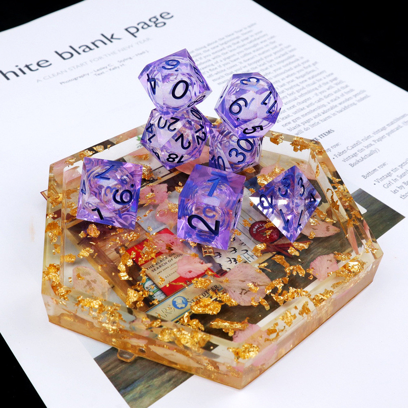 Purplewitte stroming zand hemel nummer hars veelzijdige dobbelsteen spel suite draak en Dungeon City dnd dobbelstenen