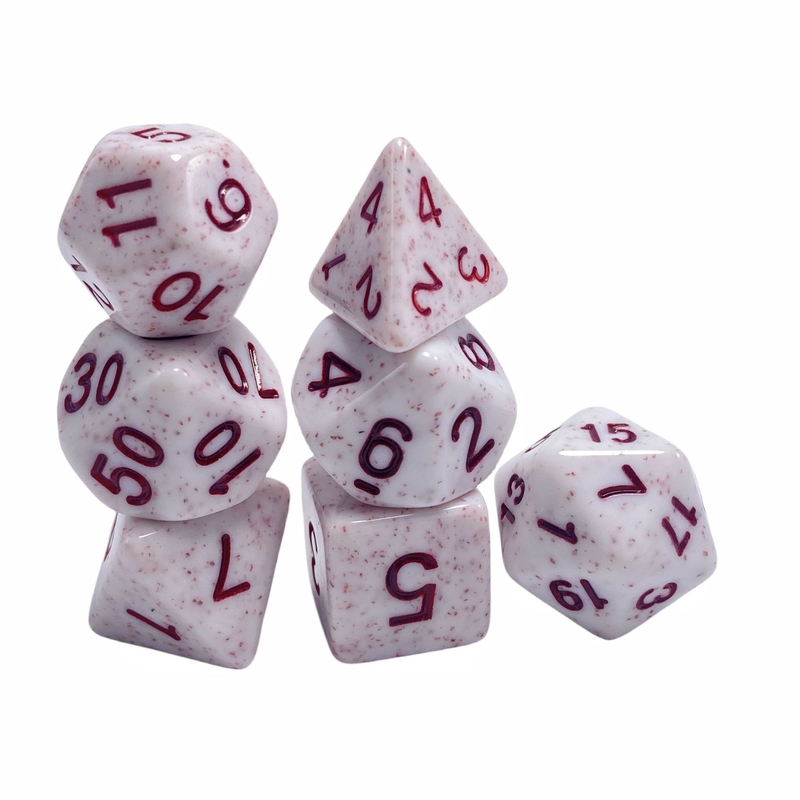 Rood woord rood gevlekte erts hars personage spelen bordspel dobbelstenen set dnd dobbelstenen