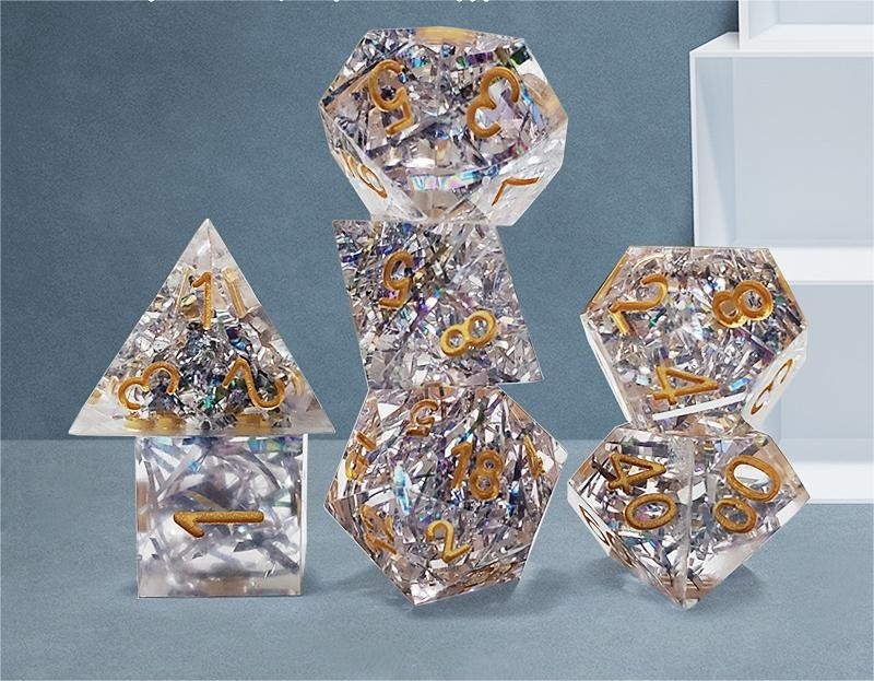 Transparante kristallen kleurband Hars Boarding Dice Set dnd dice